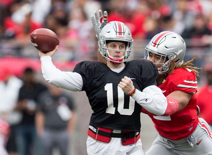 Chase Young tackles Joe Burrow spring game